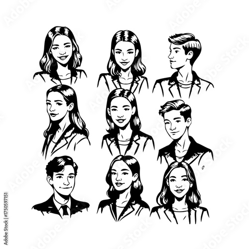 Diverse ensemble of illustrated business professionals conveys professionalism and inclusion in a