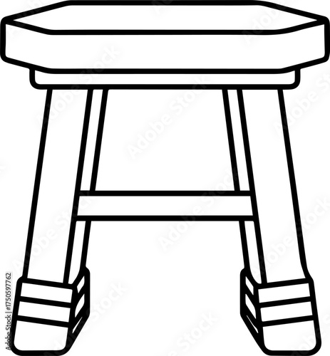 boxing corner stool outline vector illustration line art