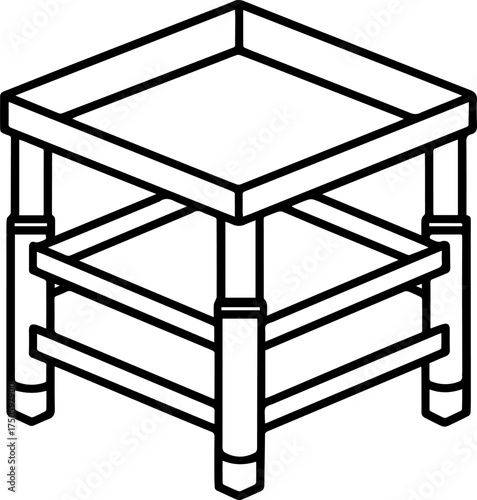 boxing corner stool outline vector illustration line art