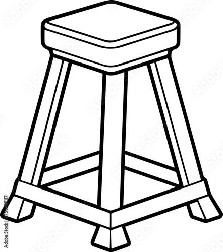 boxing corner stool outline vector illustration line art