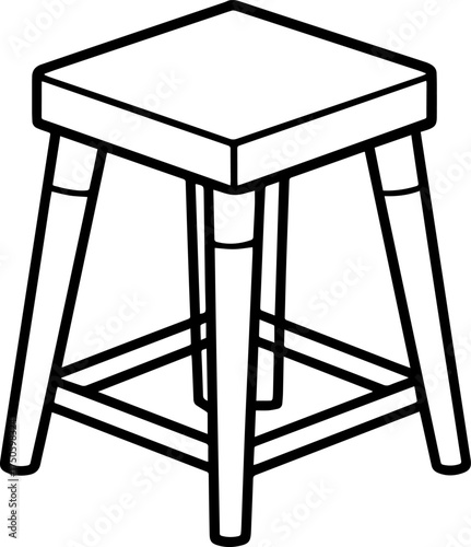 boxing corner stool outline vector illustration line art