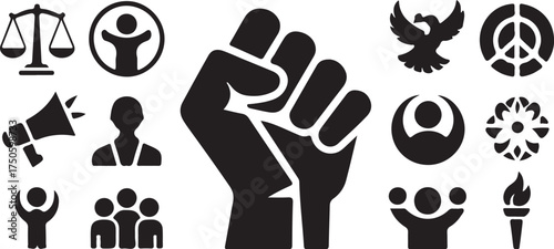 Symbols of justice, peace, and unity for social movements