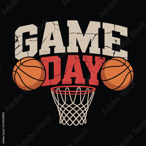 Game Day Basketball Sport Vintage T-shirt Design

