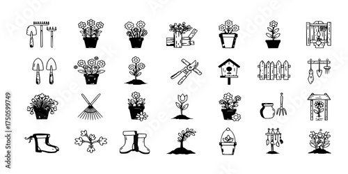 Garden icon set vector
