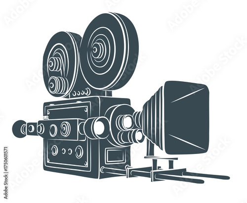 A sketch of vintage film video camera.
