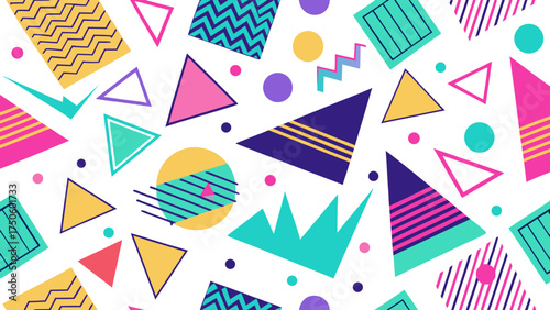 Retro geometric pattern with triangles and circles design