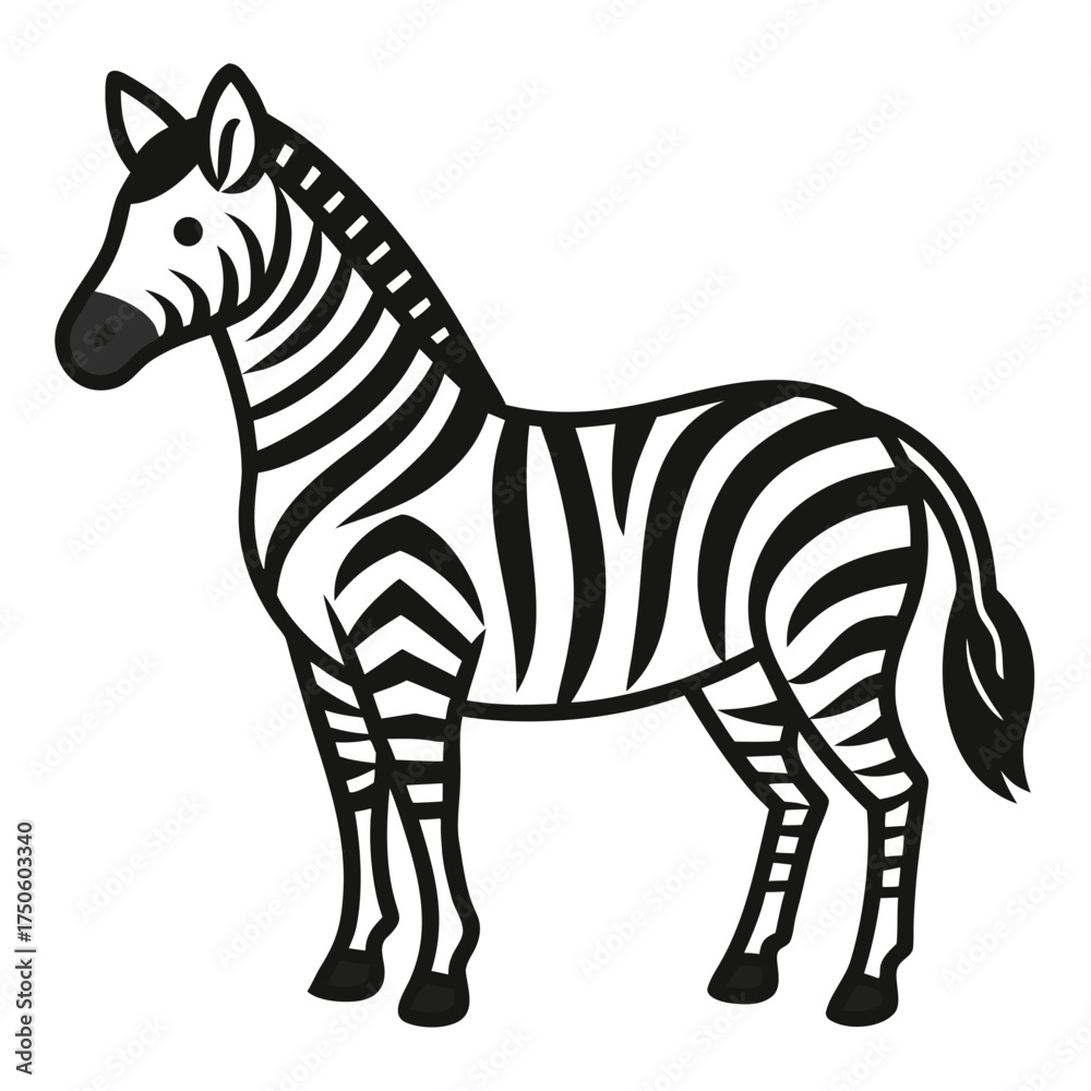 Obraz premium Zebra outline vector icon on white background 