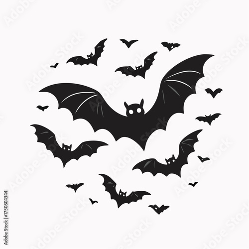 Flying Bats Silhouette Clipart SVG