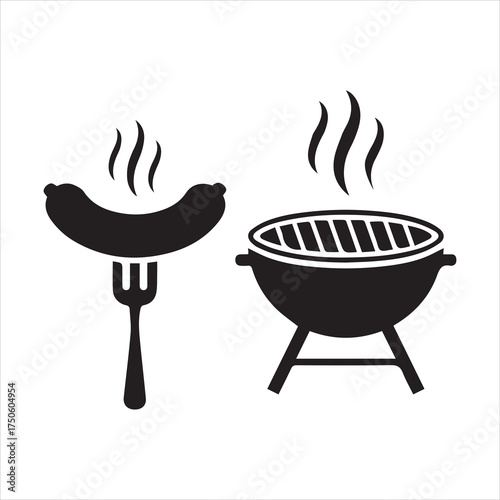 Grill bbq vector icon set