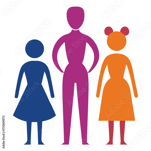 Simple illustration depicting three figures representing a family or group