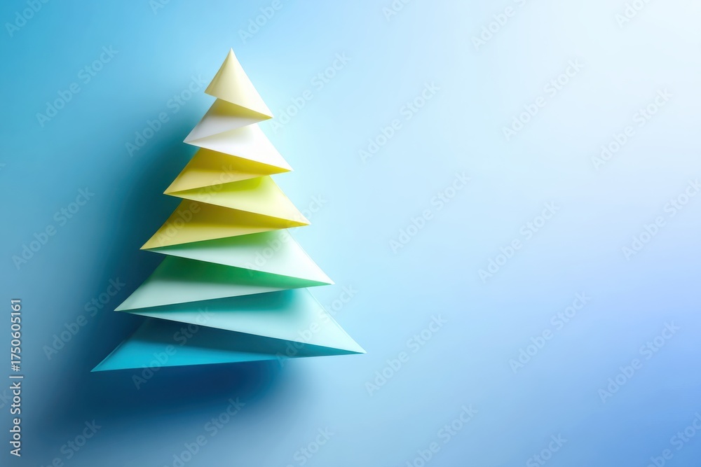 Obraz premium Colorful Paper Tree Model Against Blue Backdrop