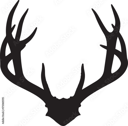 Silhouette of majestic deer antlers against a stark white background symbolizing nature and wildlife, Generative Ai
