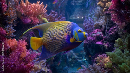 Fototapeta Naklejka Na Ścianę i Meble -  Angelfish in coral reef aquarium