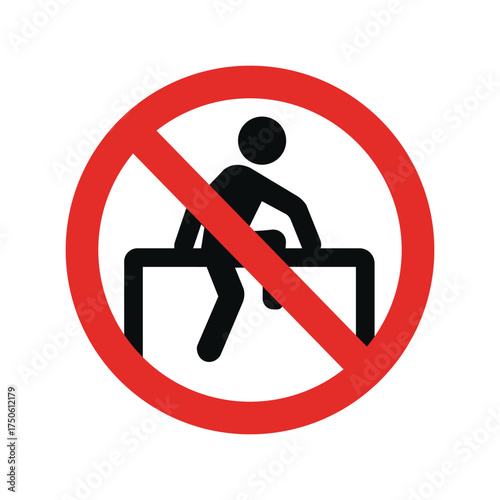 A Red Prohibition Symbol Illustrating the Inadvisability of Climbing Over Barriers or Railings in Public Spaces Safety First