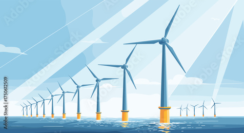Offshore wind turbines harnessing clean energy for a sustainable future.