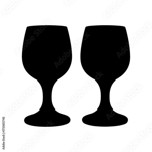 Handcrafted wooden wine goblets silhouette icon vector illustration on white background