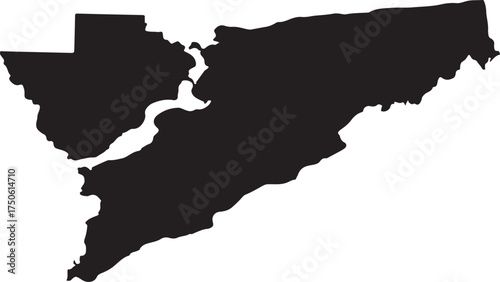 Black silhouette map of the greater toronto area region canada geographic outline shape vector