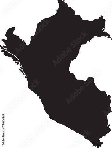 Silhouette map of peru country shape outline geographical borders for international business vector
