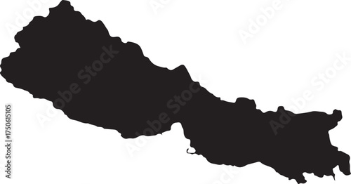 Silhouette map of nepal country outline shape geographic area landmark representation vector