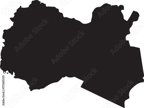 Libya map silhouette outline shape geography political borders digital representation vector