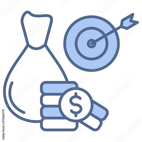 Financial Goal Blue Icon