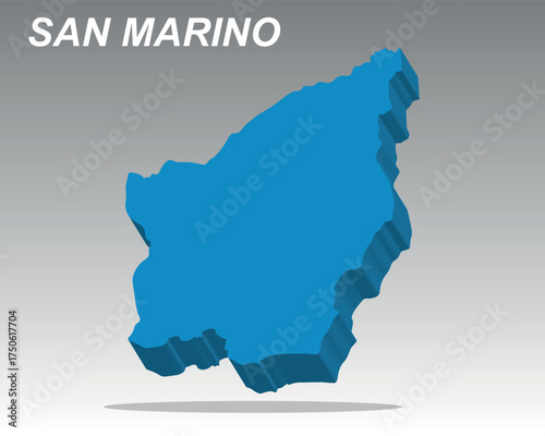 Trendy 3D vector map of San Marino. A high-demand isometric graphic perfect for finance, travel, and European infographic reports. Editable EPS map of San Marino, a sovereign microstate