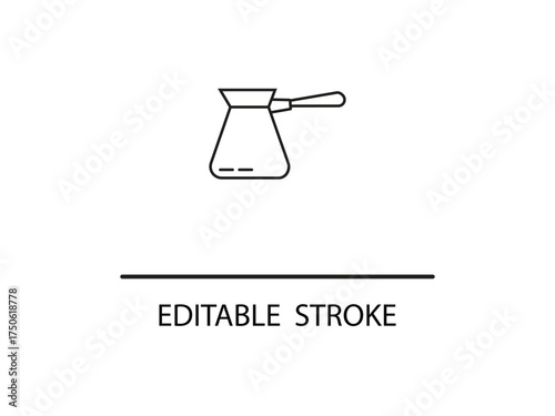 Minimalist coffee pot line art, an editable stroke style for your next great design project and morning brew brand elements.