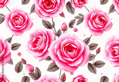 Pastel pink seamless pattern featuring blooming roses in a vector style, blossom, texture