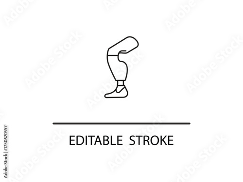 Sleek line art of a leg prosthetic for medical or technological designs offering a modern and clean aesthetic for diverse projects.
