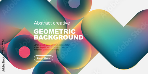 Fluid shapes, vibrant colors create modern abstract background. Text overlay promotes content access. Design feels dynamic, energetic.