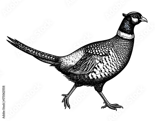 Detailed line drawing of a pheasant (1)