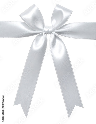 Elegant white satin ribbon bow (1)