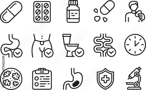 Medical icons for health, wellness, and treatment