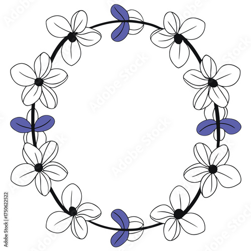 Elegant monoline orchid flower border pattern design