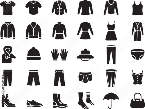 Diverse clothing icons for fashion and style needs