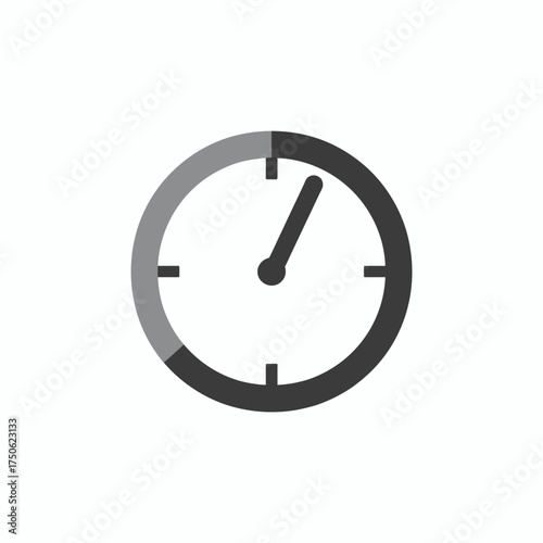 Monochrome minimalist countdown timer icon with segmented circular dial indicating partial time elapsed in modern sleek design