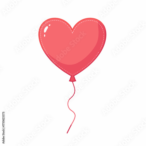 Heart-shaped pink balloon with a single string against a plain white background, representing love, celebration, and cheerful occasions