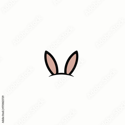 Minimalistic Illustration of Adorable Bunny Ears with Clean Design Against Simple White Background Highlighting Subtle Charm