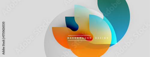 Abstract vector illustration. Overlapping colorful shapes create dynamic background. Modern design elements, gradients, smooth transitions present.