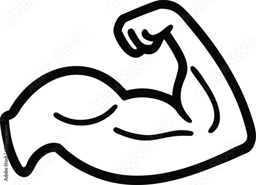 Iconic flexing bicep muscle symbol representing strength fitness and power vector