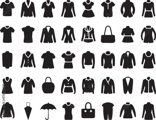 Diverse clothing icons for modern fashion design projects