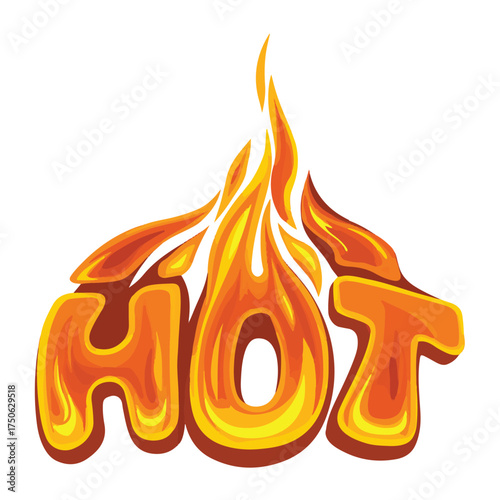 Fiery HOT Text – Bold Flame Typography Heat Illustration