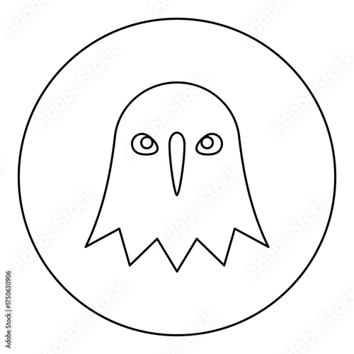 Eagle head falcon egyptian mythology Ra Ancient deity sun sky hunter icon in circle round black color vector illustration image outline contour line thin style