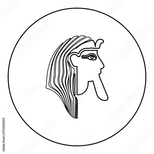 Head pharaoh cop faro mask icon in circle round black color vector illustration image outline contour line thin style