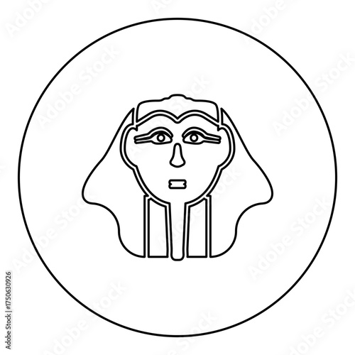 Head pharaoh cop faro mask icon in circle round black color vector illustration image outline contour line thin style