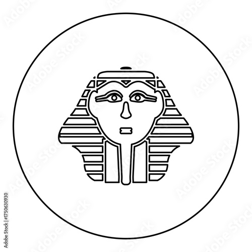 Head pharaoh cop faro mask icon in circle round black color vector illustration image outline contour line thin style