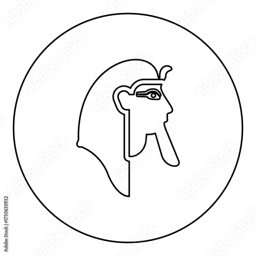 Head pharaoh cop faro mask icon in circle round black color vector illustration image outline contour line thin style