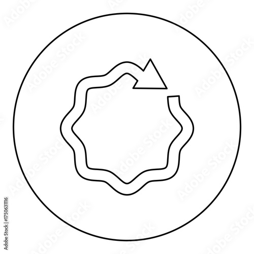 Wavy arrow on circle icon in circle round black color vector illustration image outline contour line thin style