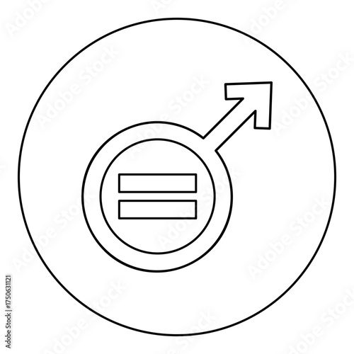 Symbol of gender equality masculism icon in circle round black color vector illustration image outline contour line thin style