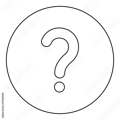 Sign question icon in circle round black color vector illustration image outline contour line thin style